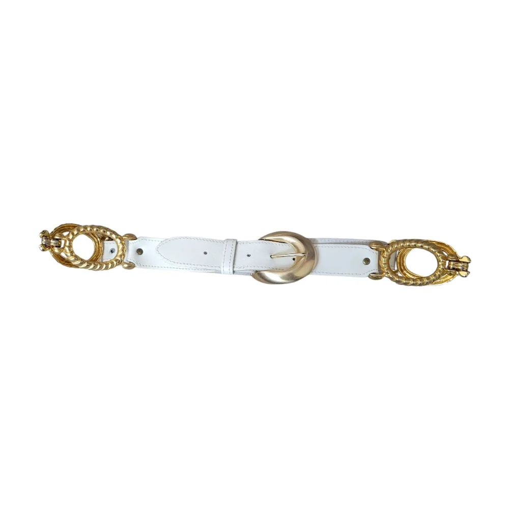 Vingage White Leather Gold‎ Link Belt
